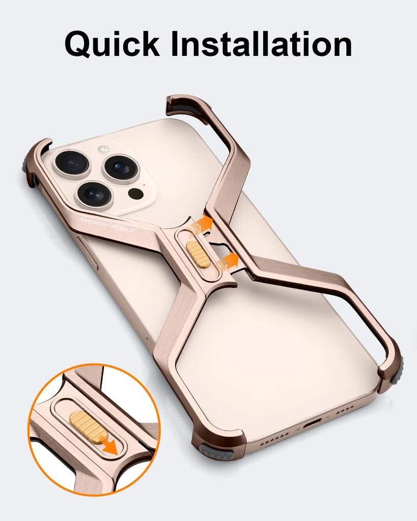 Oatsbasf Bezrámový kovový X-tvarovaný kryt na telefon pro iPhone 16 Pro/Pro Max Hliníková slitina Minimalistický nárazuvzdorný ochranný kryt
