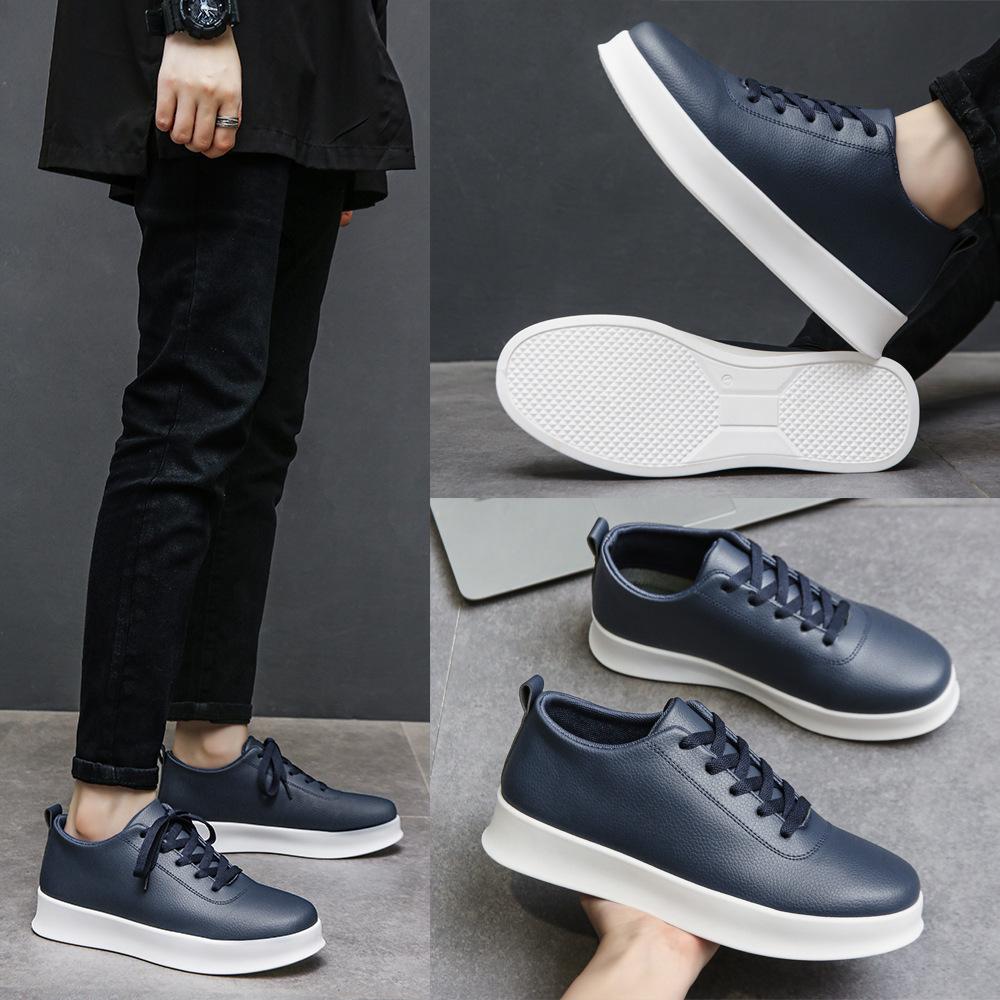 Four Seasons Men's Black Casual Skateboard Slip-On Loafers - Lightweight Lace-Up Sports Shoes for Students