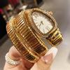 Orologio da donna al quarzo con cinturino in acciaio a due cerchi a forma di serpente, personalità, completamente diamantato, produttore