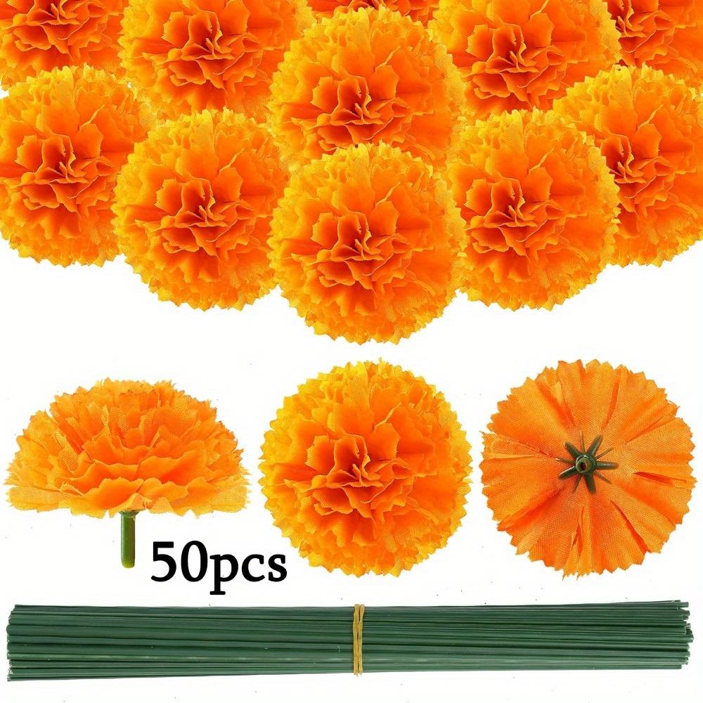 

50 шт. Искусственные головки цветков бархатцев Головки бархатцев Искусственные цветы для декора Гирлянда Украшения ко Дню мертвых DIY Ремесло Гирлянда из бархатцев 50pcs оранжевый