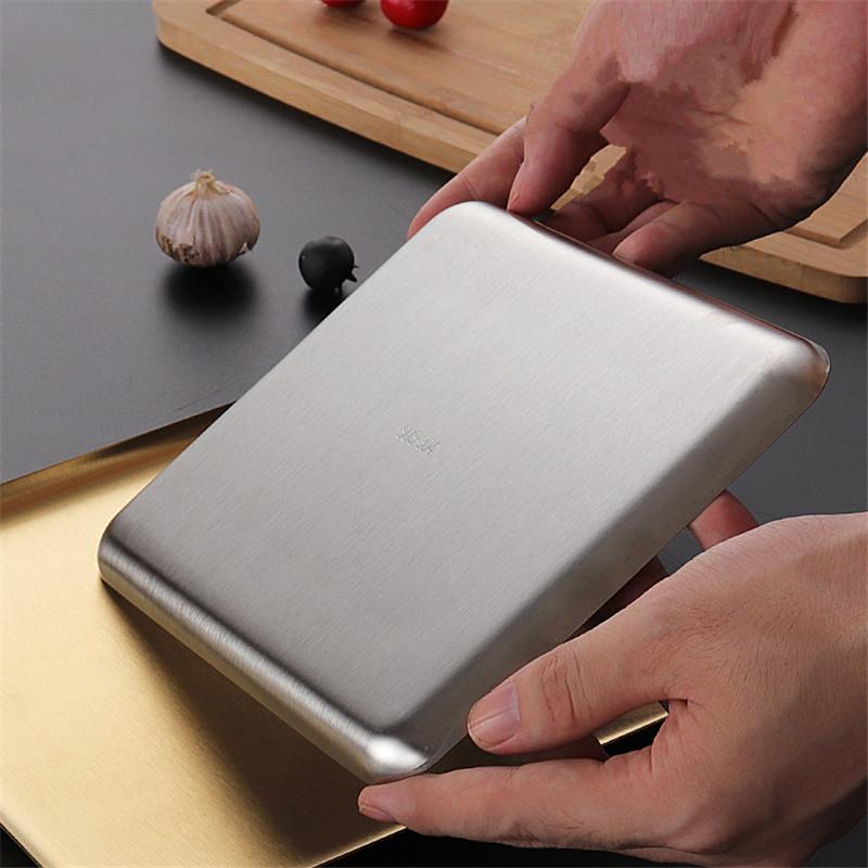 Stainless Steel Shallow Baking Pastry Tray Fruit Sancks Food Storage Plates Non-Stick Dishes Cake Pan Cookware For Kitchen
