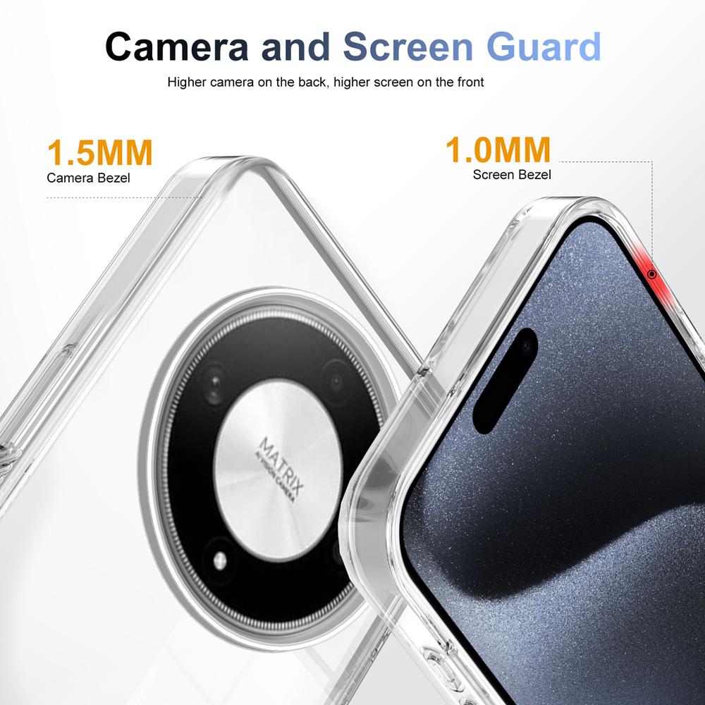 KEYSION Transparent Case for HONOR X9b 5G X9A 5G TPU+PC Anti-slip HD Clear Shockproof Phone Cover for Huawei Magic 5 6 Lite 5G