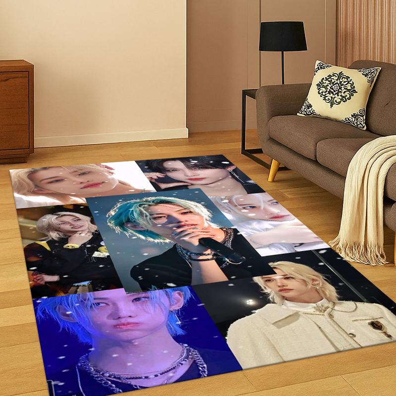 Felix Kpop Stray Kids Soft Area Rug for Bedroom Living Room Sofa,Non-Slip Carpet for Kids,Cozy Floor Mat Doormat Home Decor