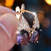 Luxuriöse Hochzeitsohrringe für die Braut, ovaler Schliff, blaue Zirkonia, Tropfenohrringe in Goldfarbe, Vintage-Schmuck, Kristallgeschenk