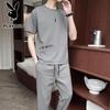 PLAYBOY Men's Ice Silk Short Sleeve T-Shirt & Pants Set