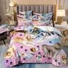 Starry Animals Bedding Set, Cat Duvet Cover Set With Pillowcases, Galaxy Comforter Case, Twin Size Bedding, Animal Cartoon Cat