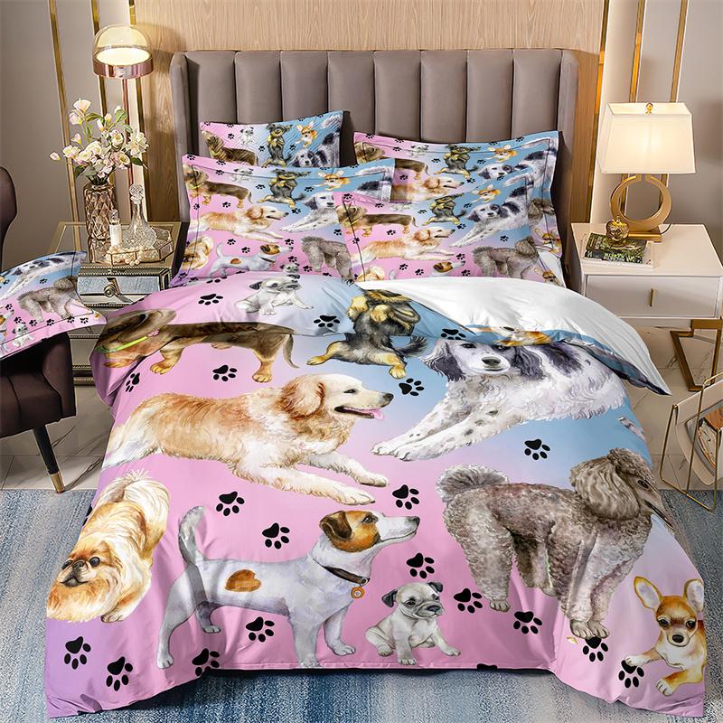 Starry Animals Bedding Set, Cat Duvet Cover Set With Pillowcases, Galaxy Comforter Case, Twin Size Bedding, Animal Cartoon Cat