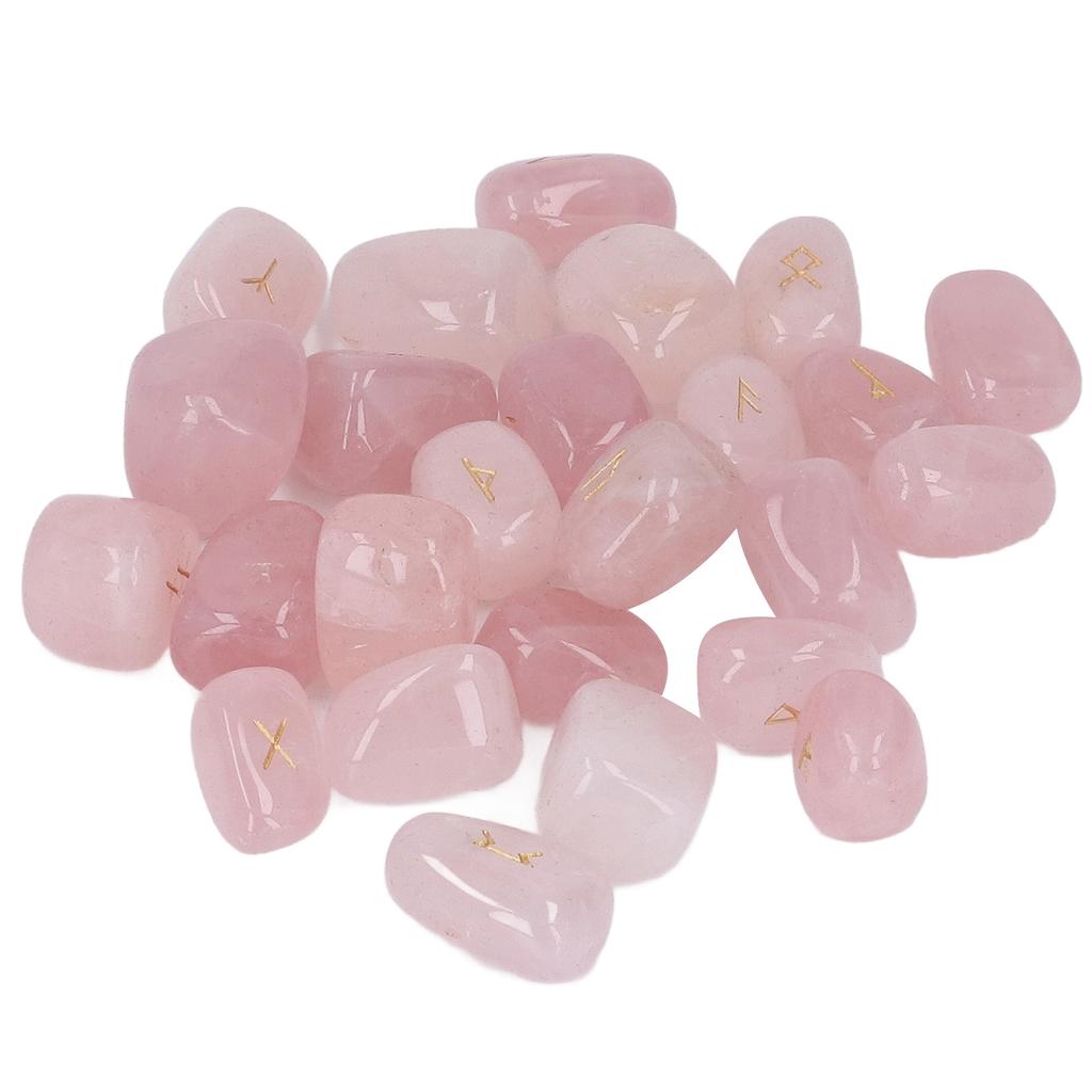 25Pcs Natural Rune Stones Engraved Elder Rune Alphabet Peaceful Mind Lettering Crystal for