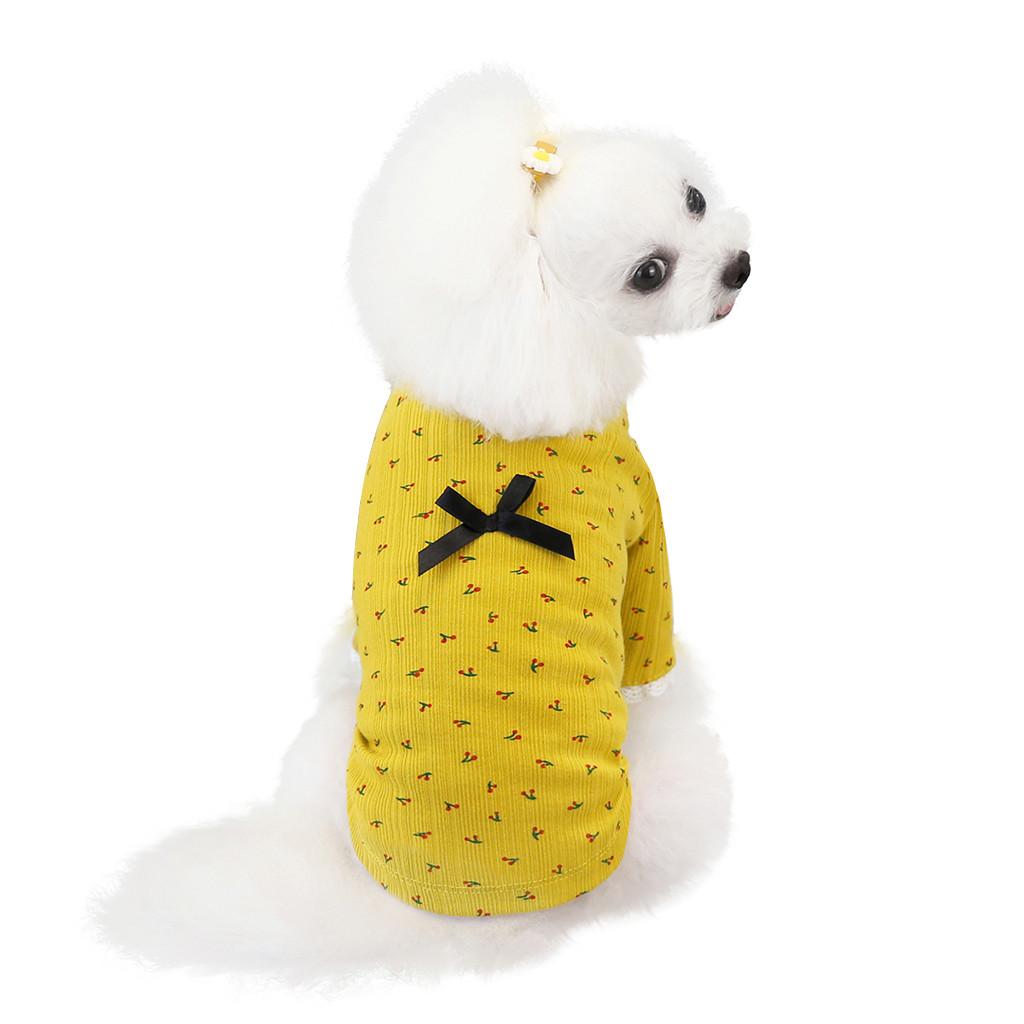 Pet clothes and winter dog clothes bow bottoming shirt