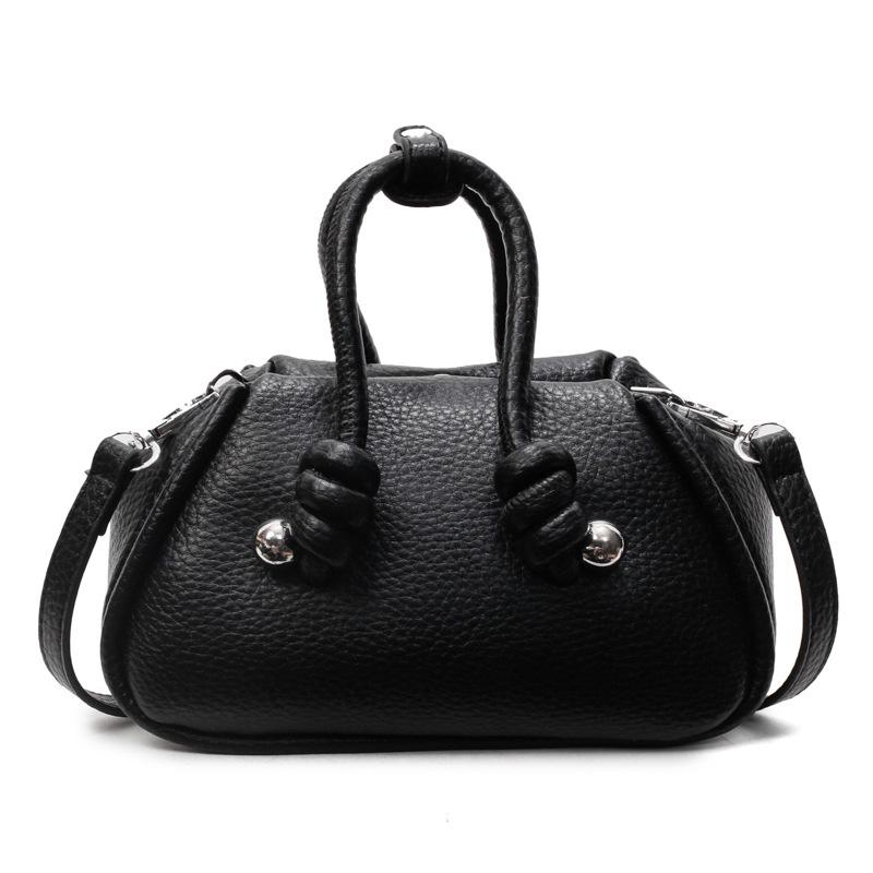 Trendy new product simple solid color niche design handbag bag femininity versatile high sense lychee pattern messenger bag