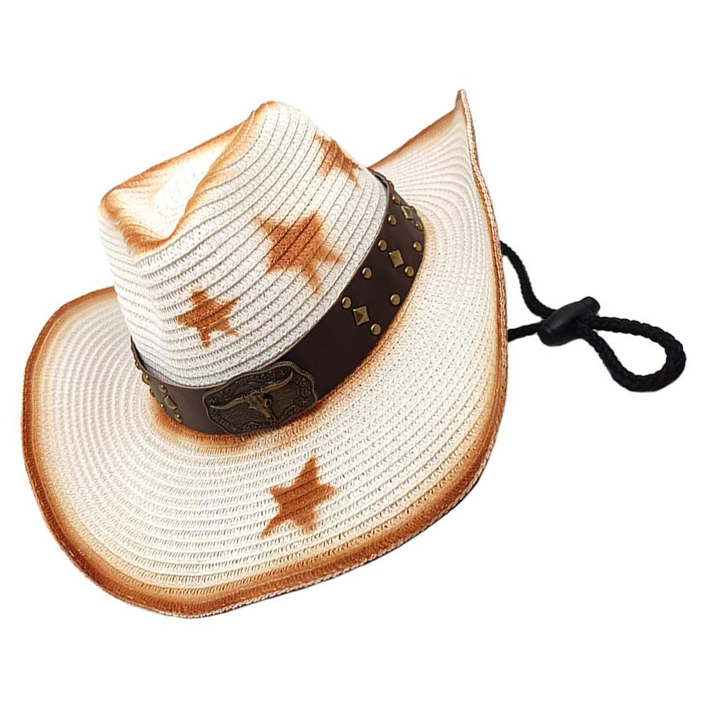 Vintage Straw Hat Beach Protable Hat Men's Western Hat Retros Styles Hat for Men and Women