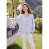 Mokana Women's V-Neck Knit Cardigan with Colorful Buttons