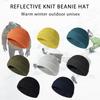 Reflective Beanie Hat Fishing Night Running Hats Outdoor Windproof Knitted Hat for Outdoor Sports and Hiking