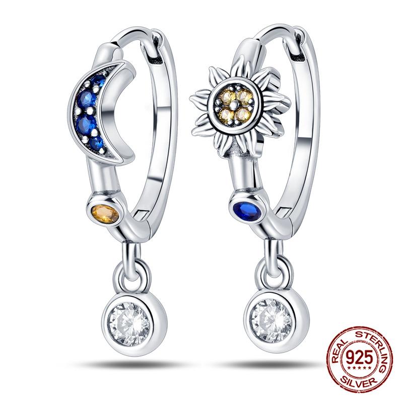 100% 925 Sterling Silver Simple Star And Moon Series Women'S Earrings Suitable For Daily Wear Anniversary Gift