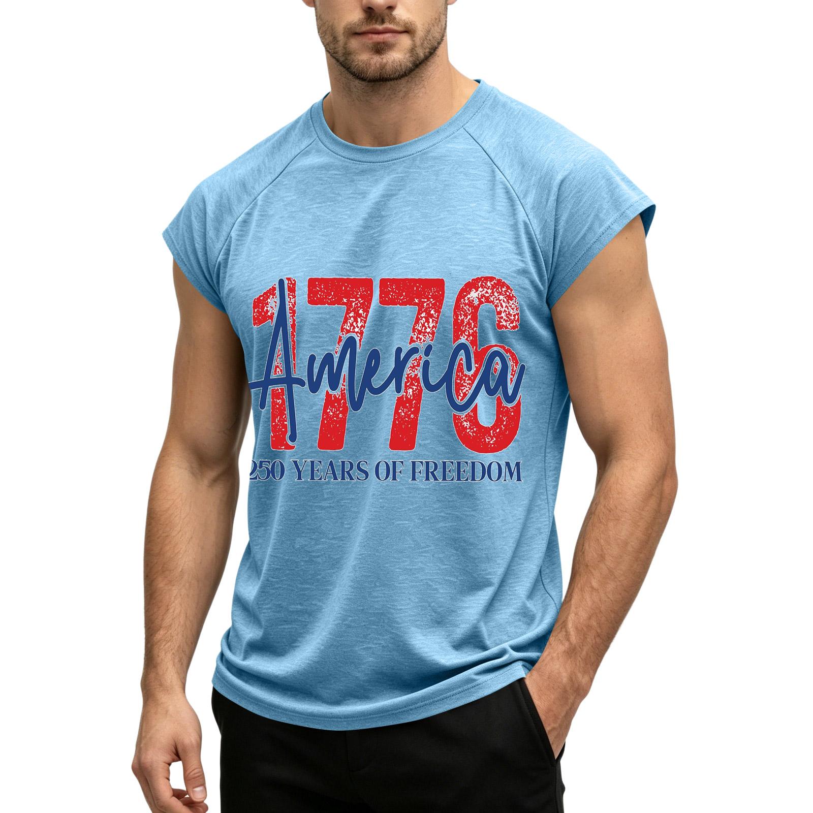 

Men s Independence Day Sleeveless Athletic Tank Top Casual Summer Muscle Shirt Printed Graphic 1776 Design Lightweight Breathable XL