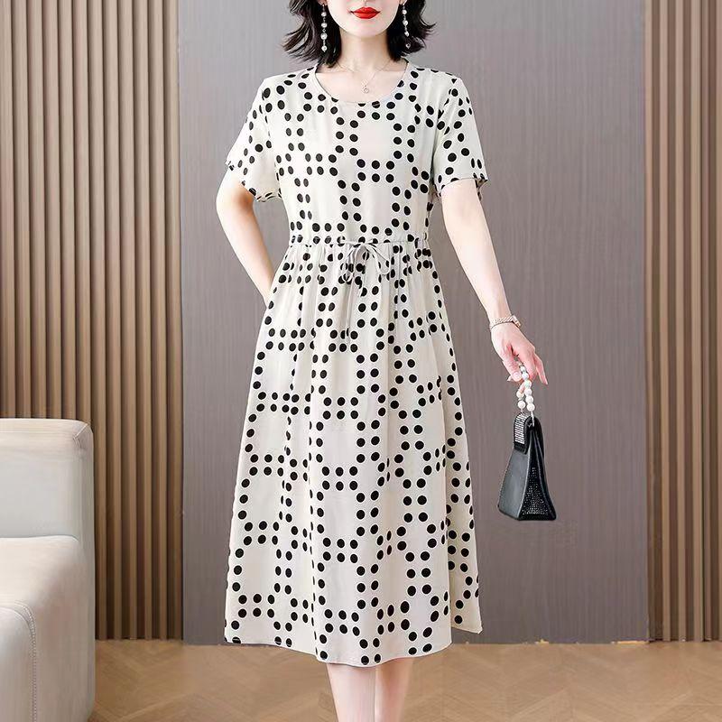 Summer Elegant Dresses Ladies Slim Short Sleeve Casual Summer Women's Dresses Korean Style Vintage Clothes