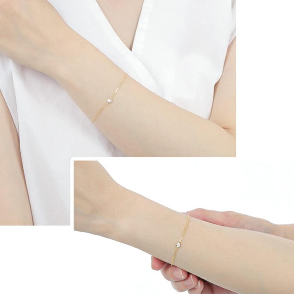 Diamond Lab Moissanite Bracelet for Women SV925 Popular Yellow Gold Azuki Chain Box [Gift Set]