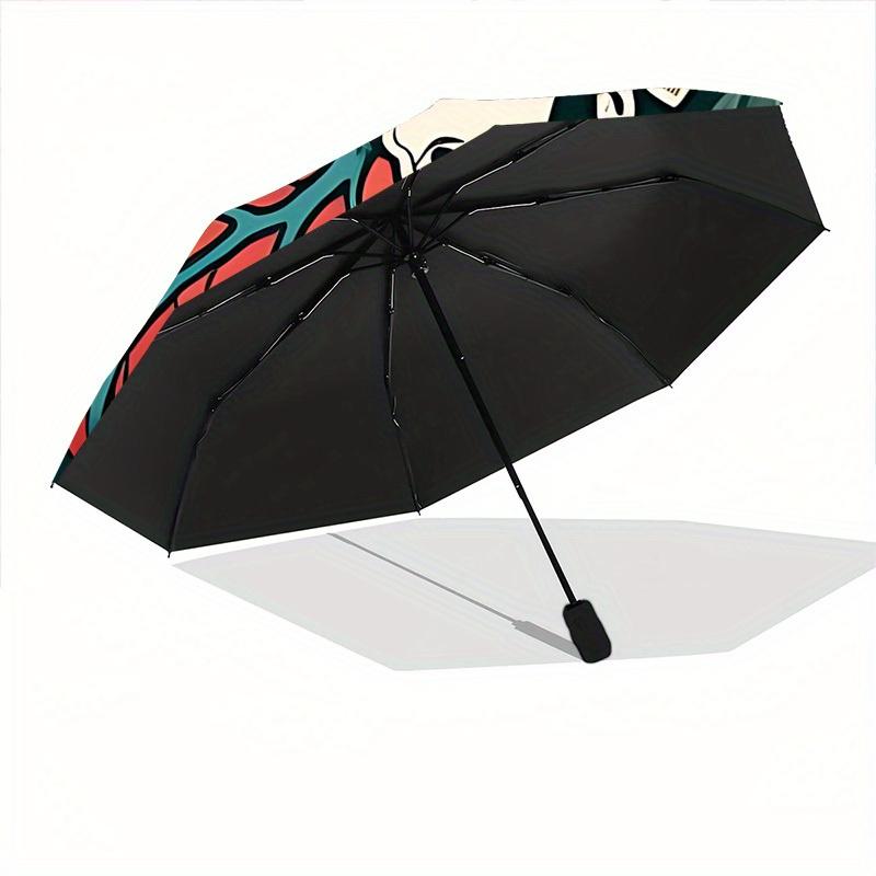 1pc Heart Flowers Automatic Open/Close Umbrella with Windproof, Functional Design, 8-Rib Sturdy Canopy