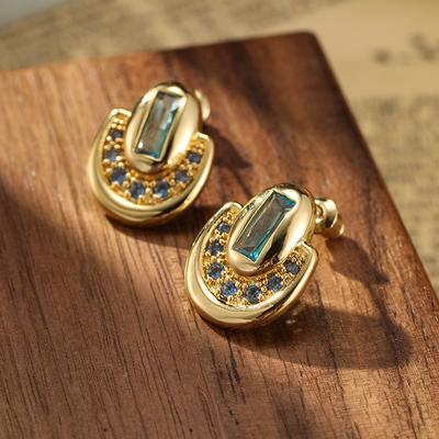 SUYU New Design Trend Style Personalized Copper Earrings For Women Light Luxury Fashion Elegant Micro Set Zircon Earrings