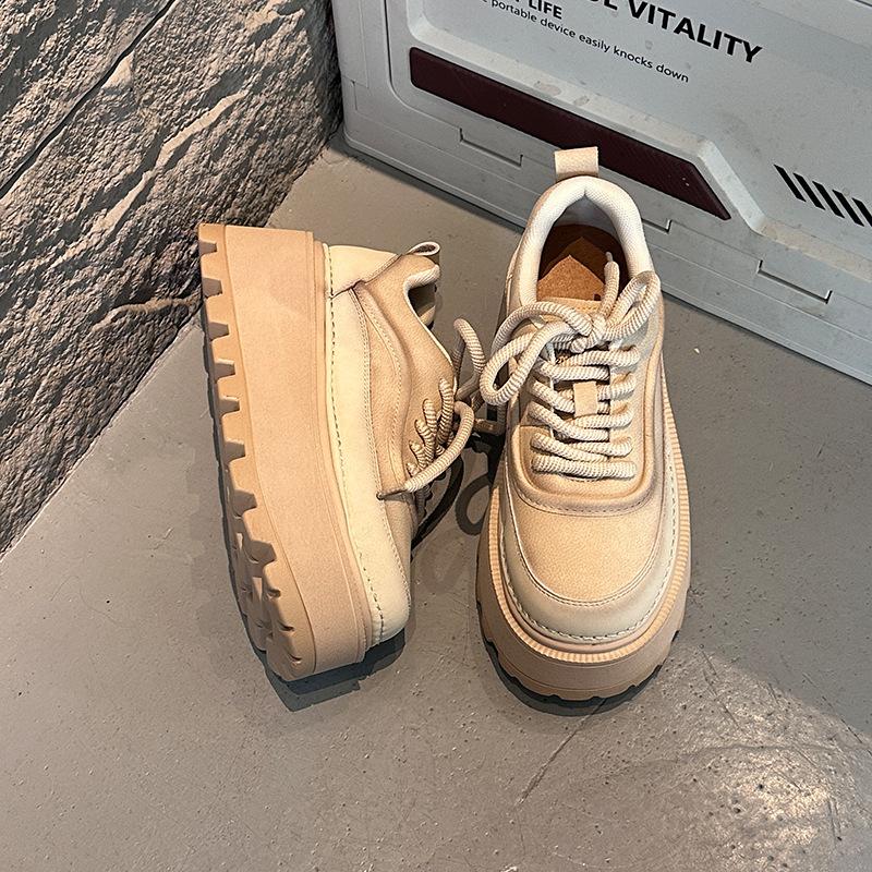 

Foam sole heightened little white shoes women s spring new platform shoes small retro muffin shoes casual women s shoes 35 бежевый
