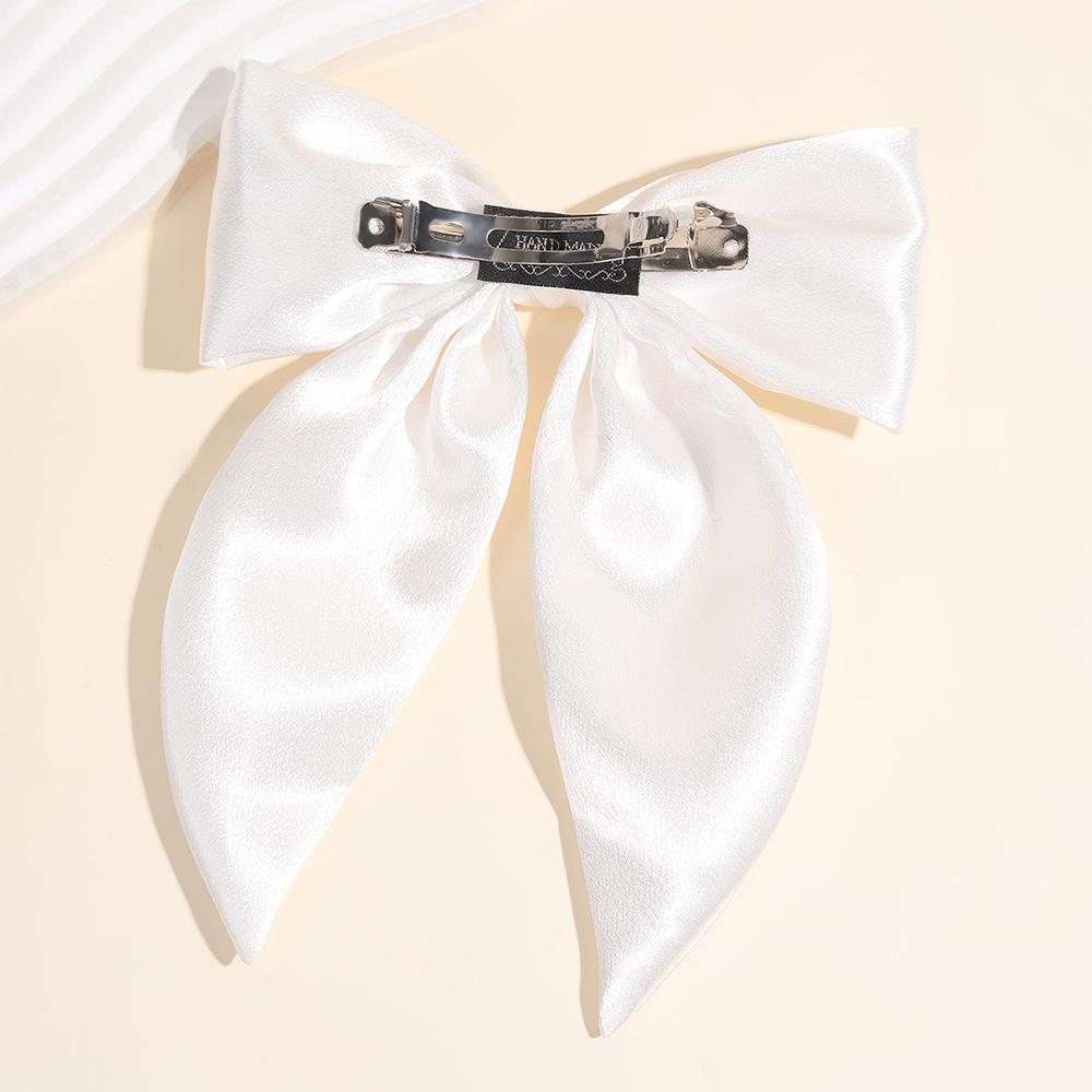 Chiffon Bow Hair Clip Women Medium Bowknot Satin Hairpin Barrettes Girls Solid Color Ponytail Hair Accessories Headwear Gift