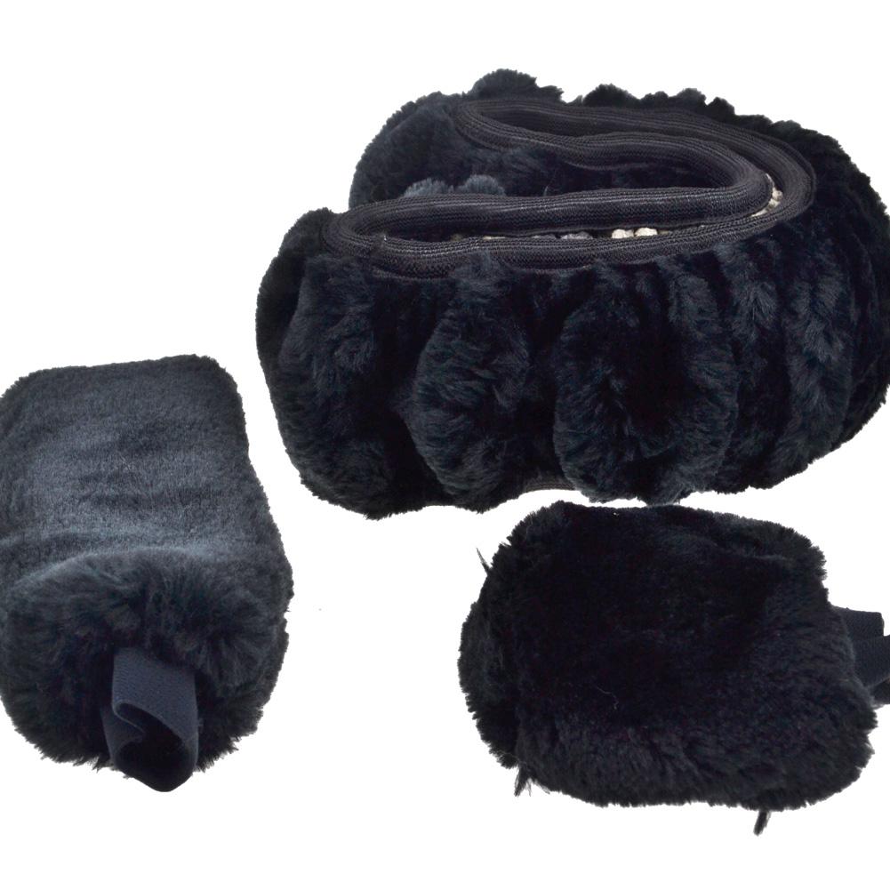3 buc. Capac pentru volan de pluș super gros pentru mașină, schimbător de viteze, frână de mână, protector, guler cald, blană moale din piele de oaie iarnă