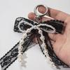 Pearl Beaded Bow Ribbon Keychain Y2K Bag Charm Sweet Lace Bow Keychain  Phone Decoration