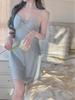 Solid Color Sexy Pajamas Women's Ice Ribbon Chest Pad Suspender Pajamas 1011 New Silk Loungewear Available