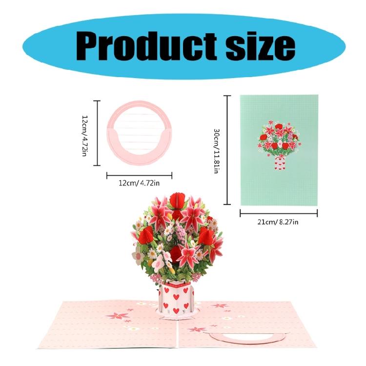 3D Foldable Greeting Card With Envelope Unique Foldable Greeting Card Flower Bouquet Card for Celebratory Event
