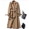 Long Trench Coat Women Lace Up Button Coats Full Sleeve Turn Down Collar Splice Jackets Solid Pockets Office Streetwear