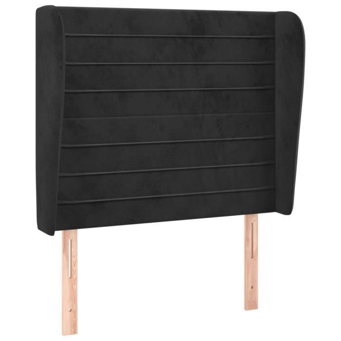 VidaXL Tête de lit avec oreilles Noir 103x23x118-128 cm Velours3118140