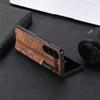 Retro Luxury Skin-Friendly Leather Parttern Phone Case For Samsung Galaxy Z Fold 7 6 5 4 3 Pen Slot Wrist Strap Protection Cover
