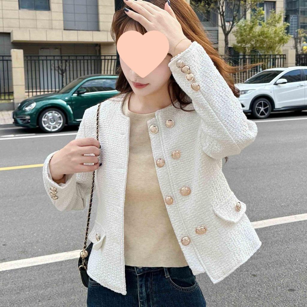 Spring & Autumn Korean Style Petite Versatile Round Neck Jacket for Women