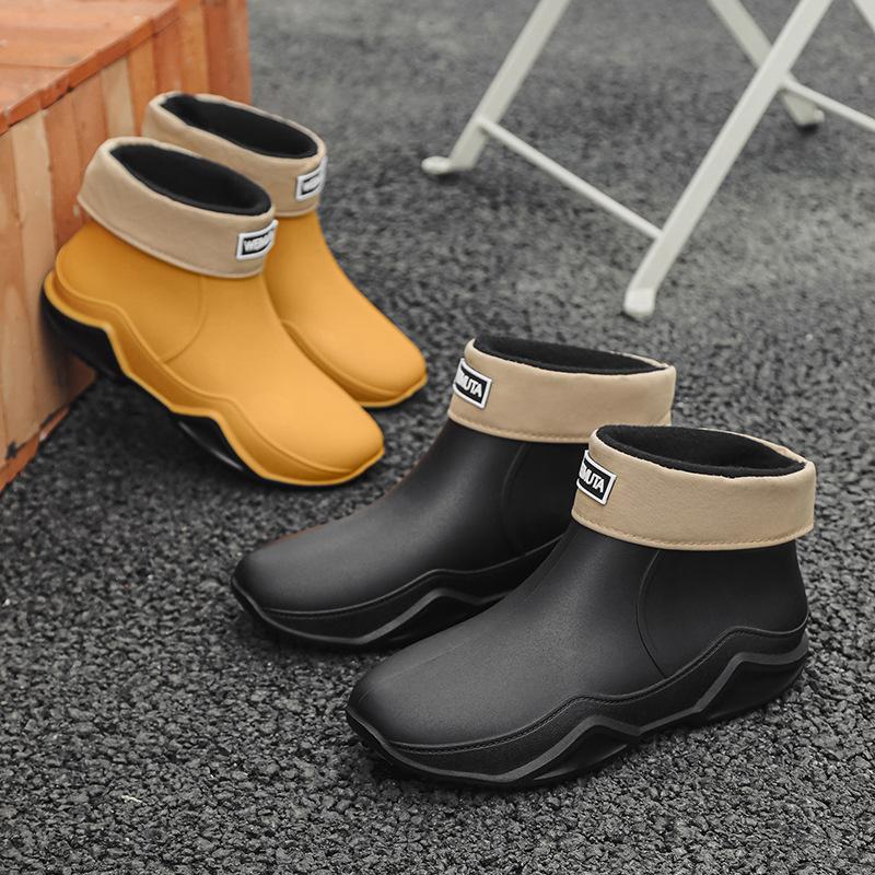 Women's Anti Slip Durable Rubber Shoes Outdoor Short Tube Rain Boots Waterproof Durable Rain Boots Solid Color Garden Shoes Low Top Rubber Shoes