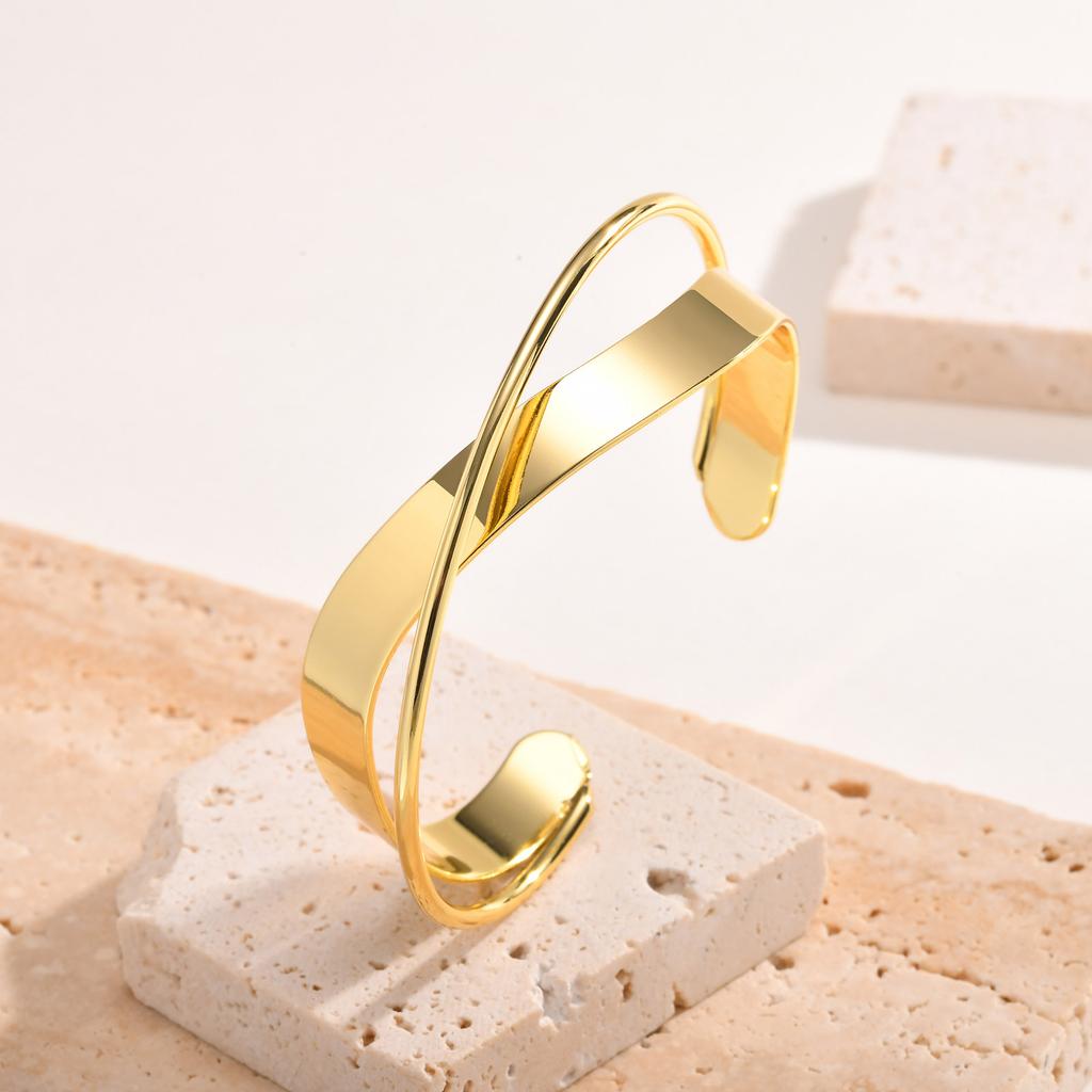 Candid Style Knot Cuff Bangle for Women,Gold Color Stainless Steel Elegant Tie Charm Bracelets, BFF Sisters Party Jewelry