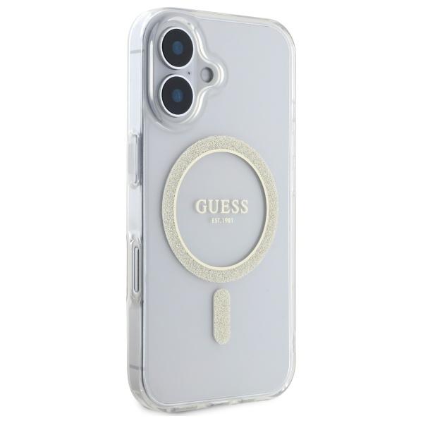 Guess Guhmp16Mhfgeret Iphone 16 Plus     6.7 Przeźroczysty/Transparent Hardcase Iml Glitter Circle Magsafe