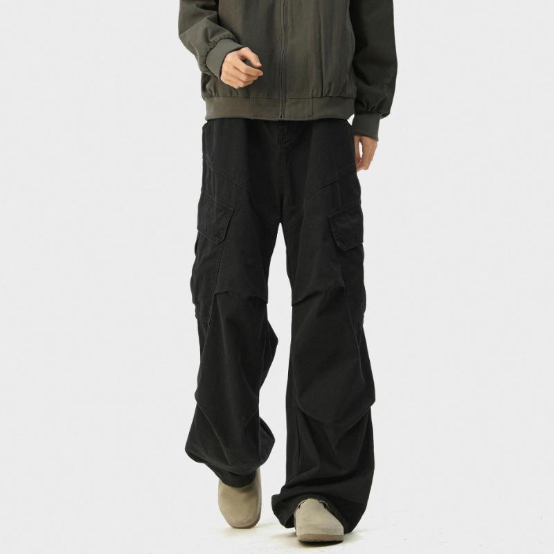 

Overalls Men s Spring New High Street Versatile Loose Straight Wide Leg Casual Pants M чёрный