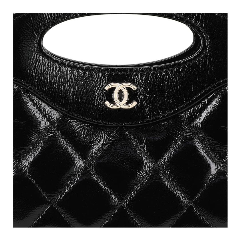 Chanel 31 Bag 24s Gold Buckle Diamond Pattern Leather Handbag Women'S Black