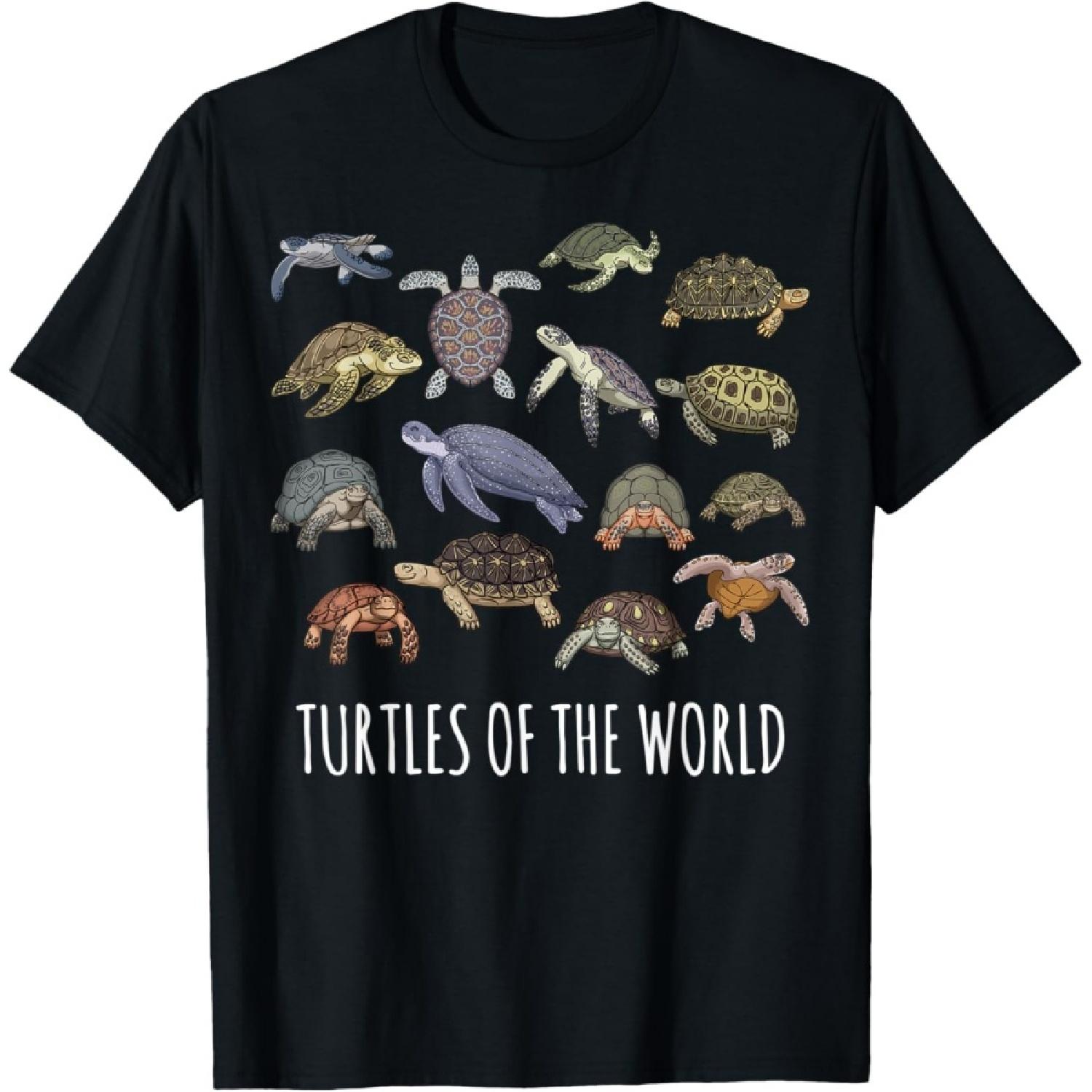 Turtles Of The World Tortoise Underwater Animal Sea Creature T-Shirt S
