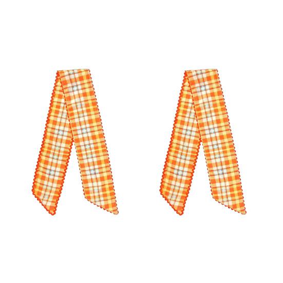 Harvest Party Decor Fall Scalloped Wreath Sash for Front Door, 55 Inch Plaid Gingham Autumn Holiday Home Thanksgiving Ribbon Yard Porch Doorway Indoor