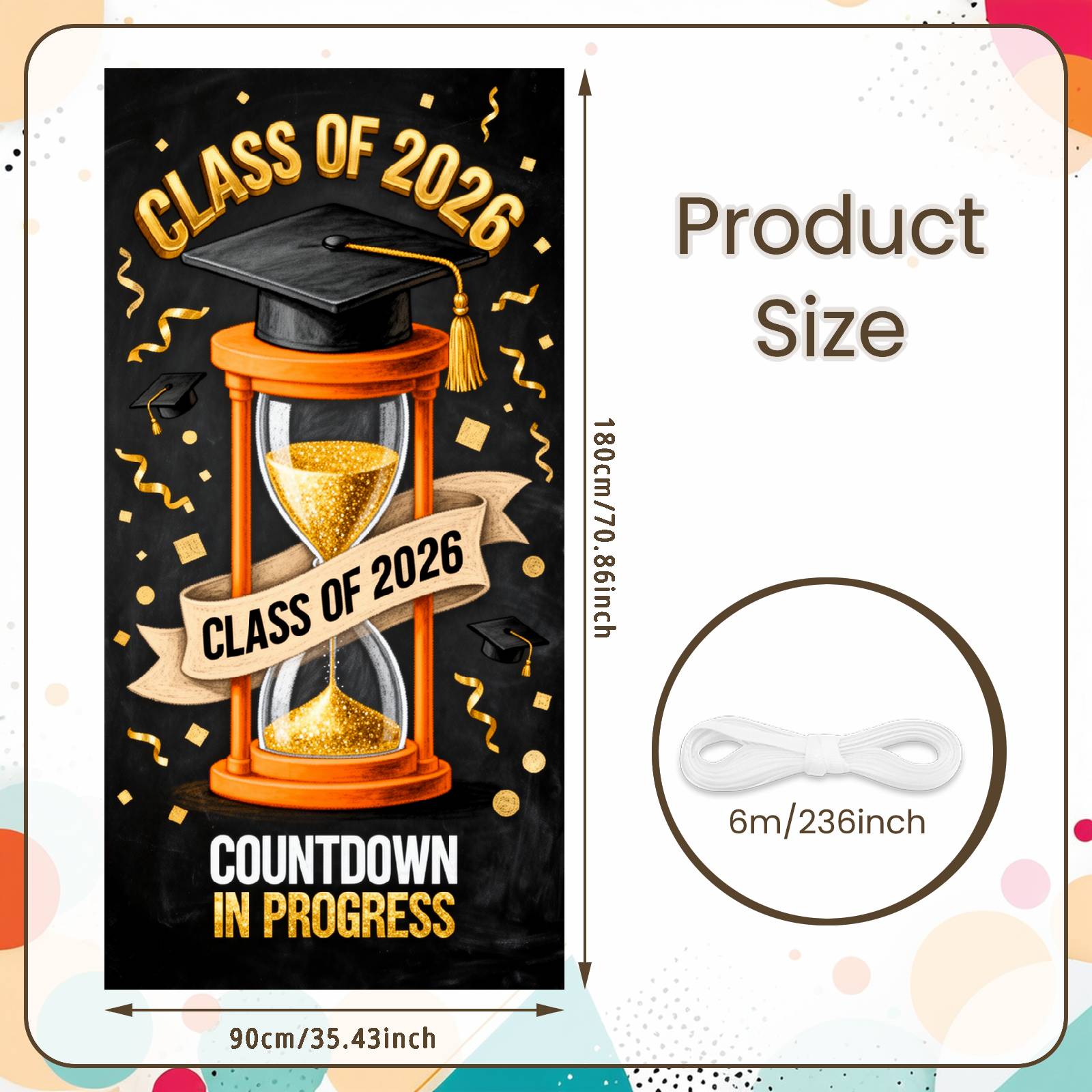 

Graduation Backdrop Orange Hourglass Graduation Countdown Banner Graduation Display Chalkboard Background