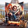 Warme Flanelldecke Chucky Muster, Leichte Komfortable Überwurfdecke für Bett Sofa Gebrauch