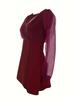2025 Elegant V-Neck Mesh Patchwork Long Sleeve Dress - Women's Fashion Europe & America