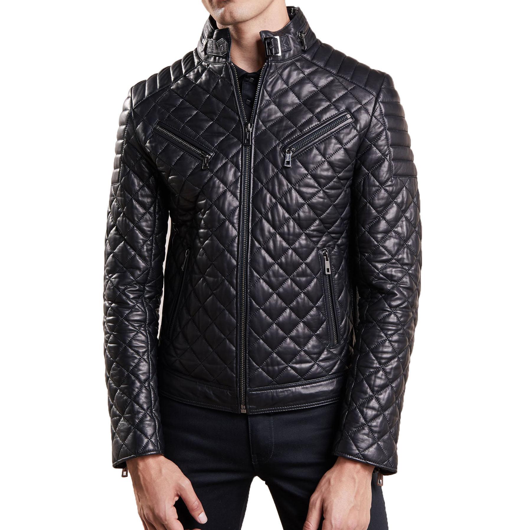 

SkinOutfit Men s Genuine Lambskin Black Leather Jacket Stylish Motorcycle Bomber Biker Outerwear MJ 221 XL чорний