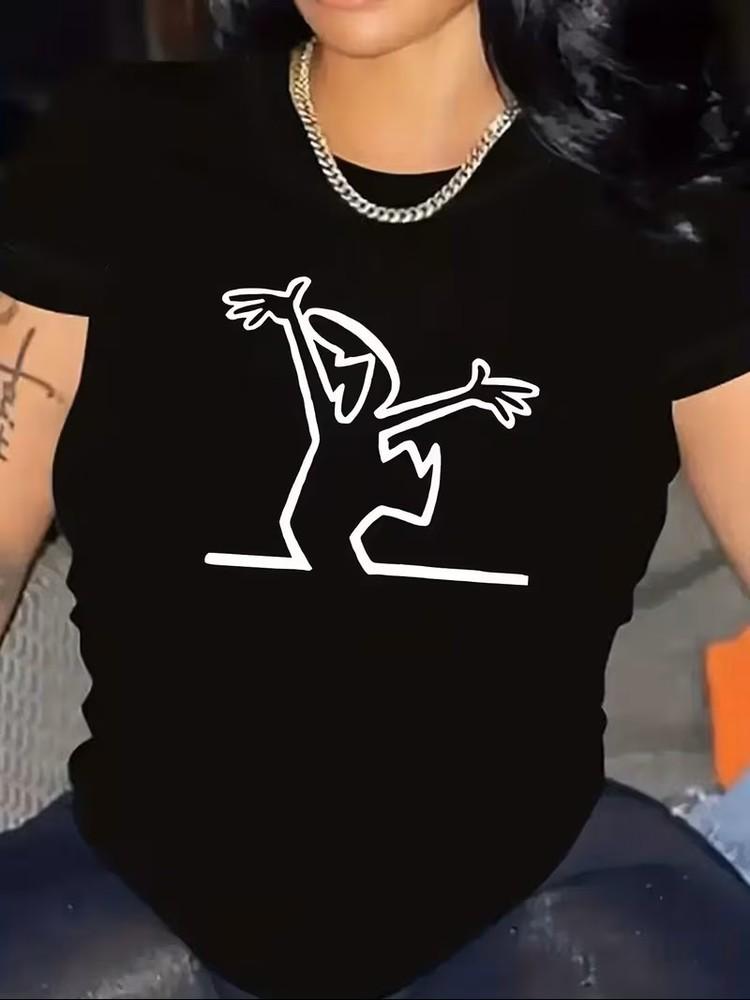 Unisex La Linea Funny TShirt Italian Line Art Cartoon Graphic Tee Casual Top