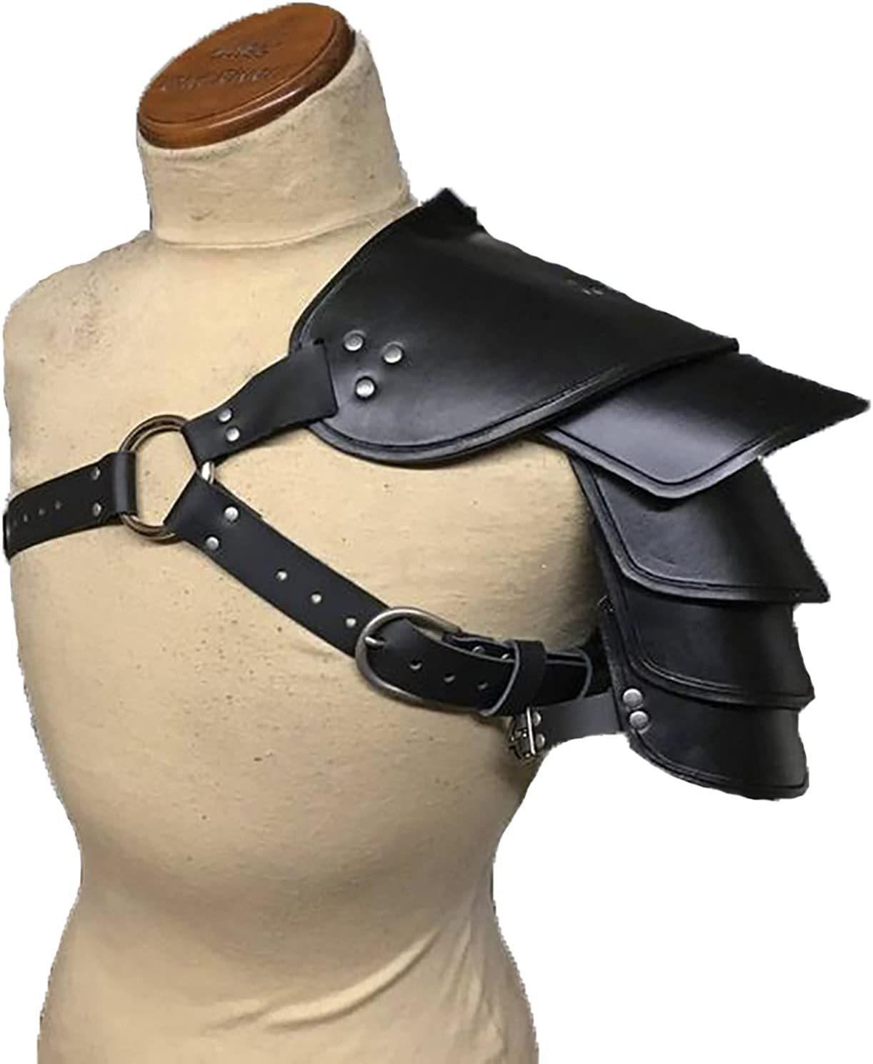 European-American Medieval Retro Leather Rivet Shoulder Guard for COSPLAY Performances чёрный