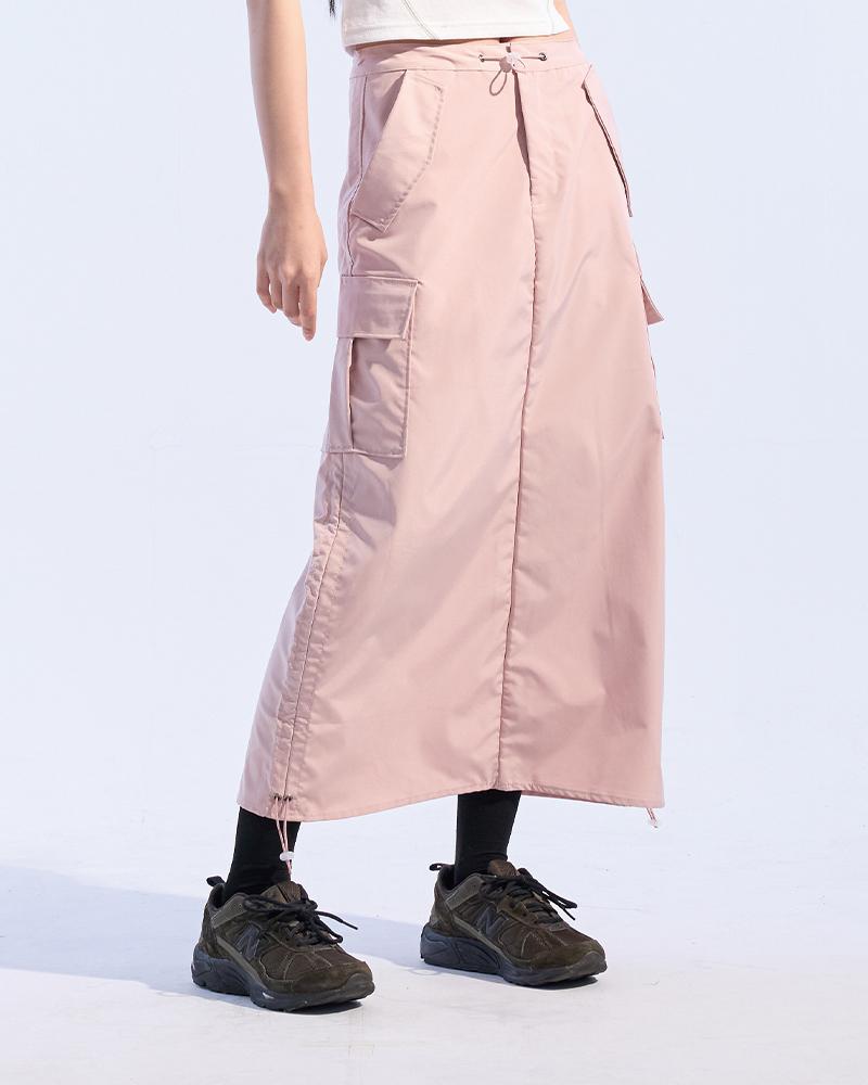 MOAA Shirred Cargo Maxi Skirt (Pink)