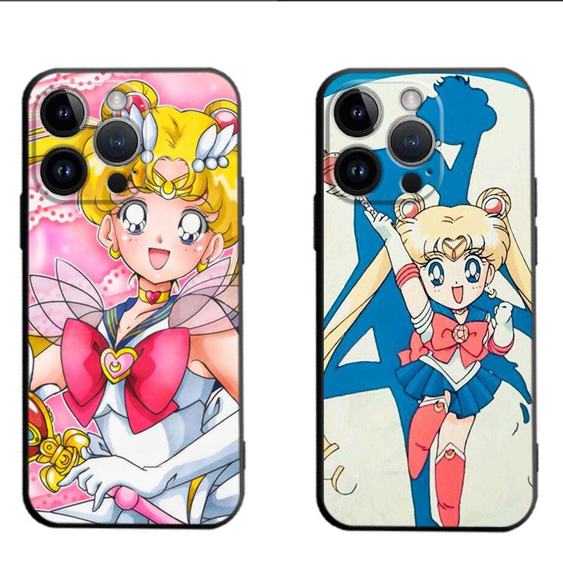 Black Soft Case for Apple iPhone 6s 11 8 XS X 13 Pro Max XR 7 12 Mini 14 Plus SE 14Pro Back Cases Sailor Cartoon M-Moons Cover