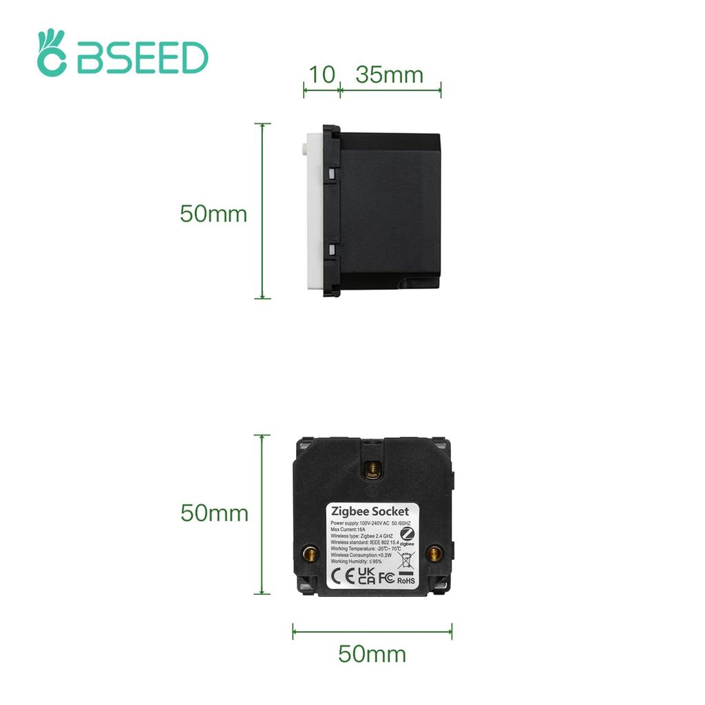 BSEED Zigbee French Socket Power Monitor Smart Plug Tuya Smart Life Alexa App Glass Frames Function Parts  Free Combination