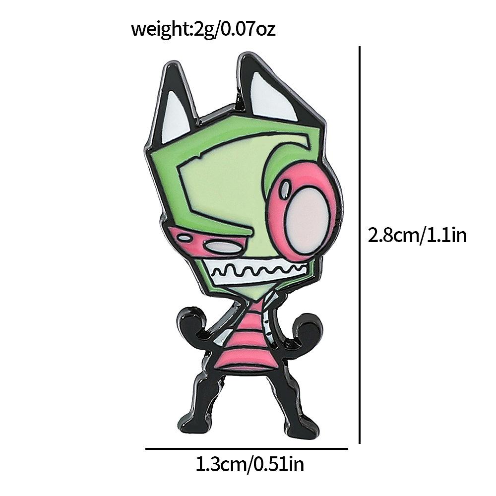 European and American Cartoon Characters Alien Invaders ZIM Alloy Brooch Green Alien Metal Badge Pin